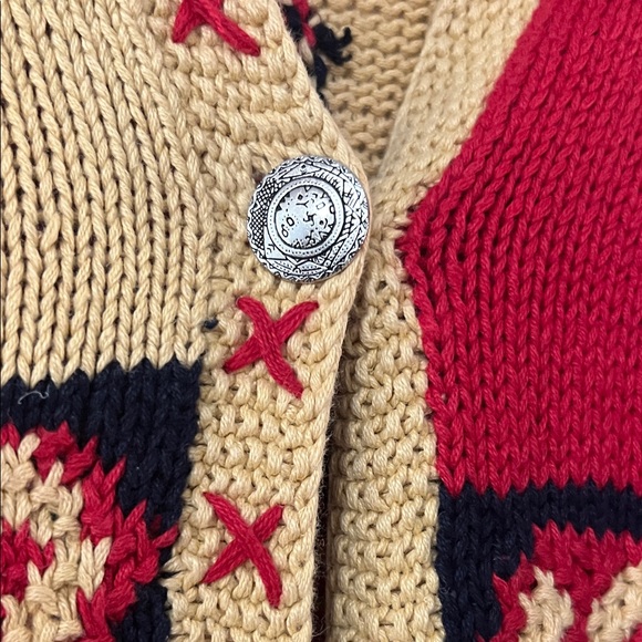 Vintage Colorful Patchwork Cardigan Sweater *missing button as pictured* - Picture 4 of 7